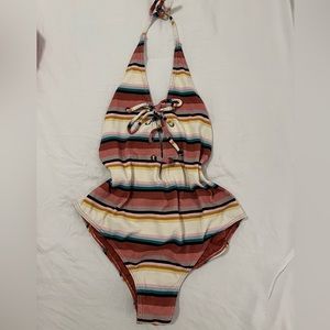 Billabong Striped Halter One Piece Swimsuit